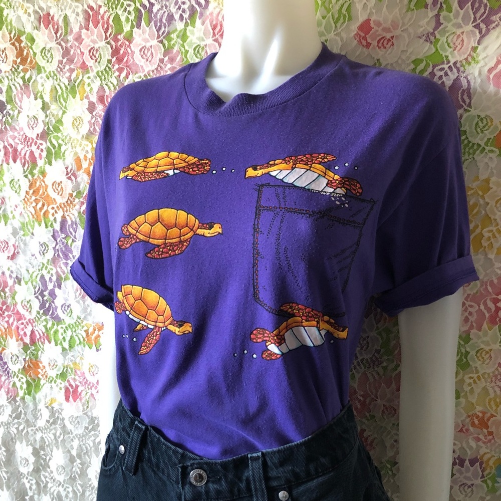 VINTAGE SEA TURTLE GRAPHIC TEE size M - Picture 4 of 7